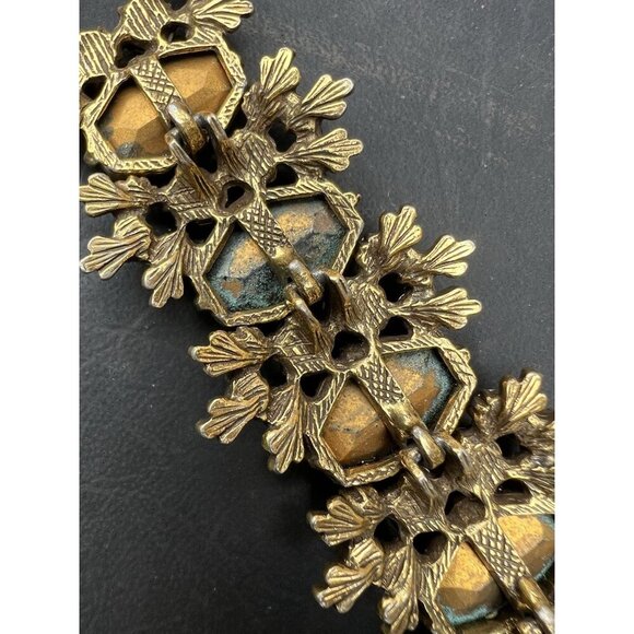 Amber Aurora Borealis Crystal Bracelet 7" Vintage Unsigned - Picture 7 of 7